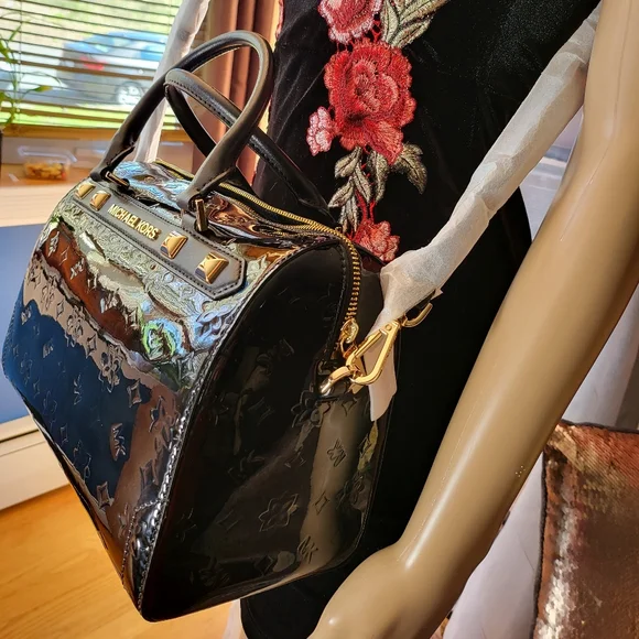 COPY - 🆕️NWT Authentic MICHAEL KORS MIRROR METALLIC KARA LARGE SATCHEL DUFFLE B - Picture 8 of 12